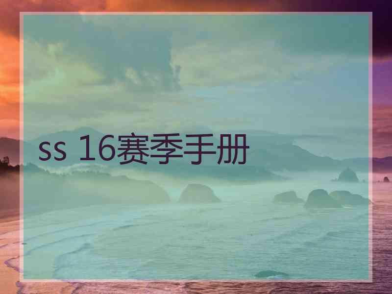 ss 16赛季手册 ss 16赛季手册