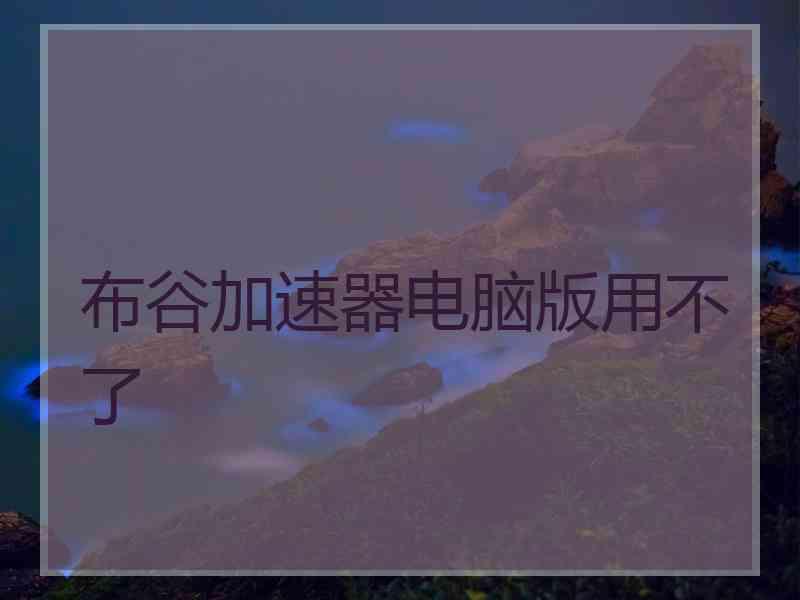 布谷加速器电脑版用不了