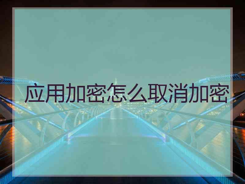 应用加密怎么取消加密