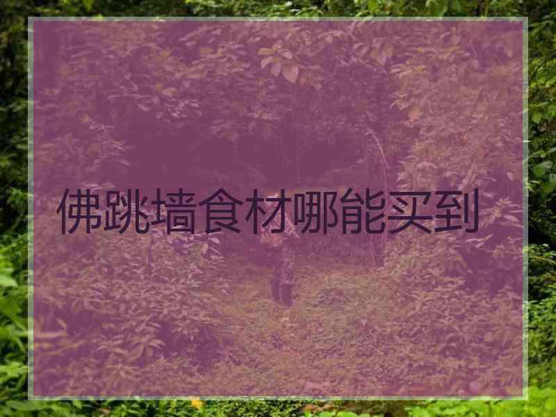 佛跳墙食材哪能买到
