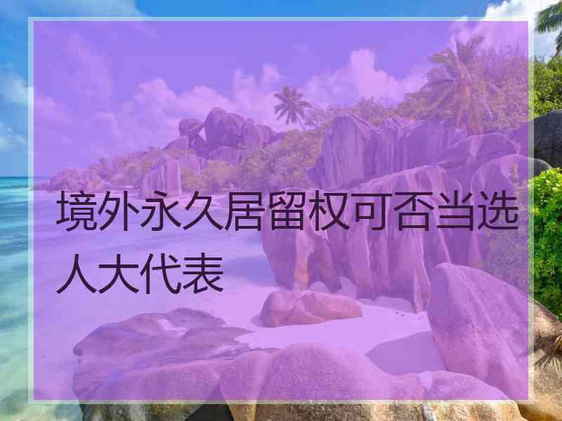 境外永久居留权可否当选人大代表
