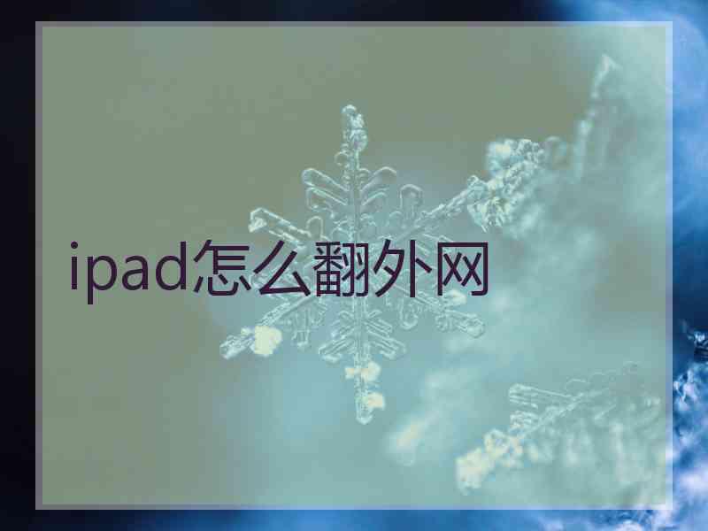 ipad怎么翻外网