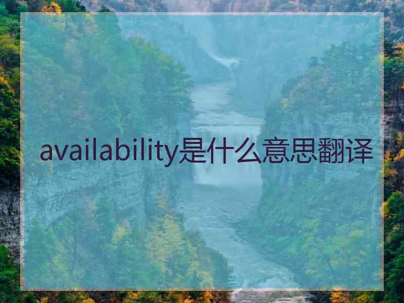 availability是什么意思翻译