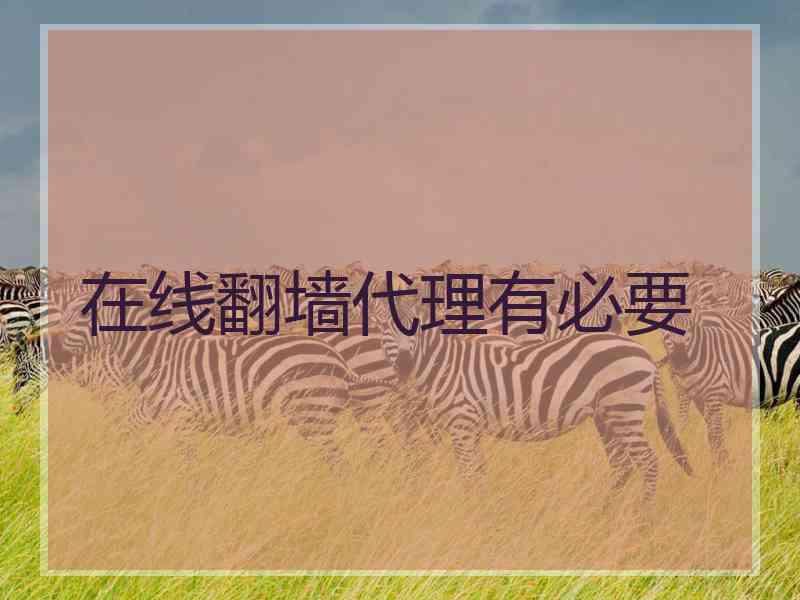 在线翻墙代理有必要